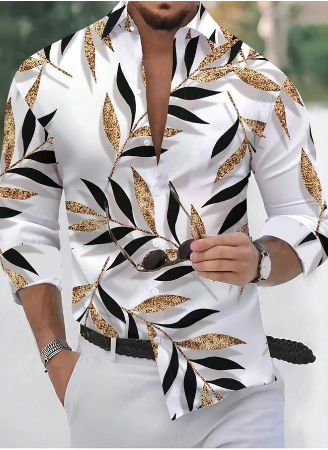 ستايلي Graphic Print Long Sleeve Button Up Shirt