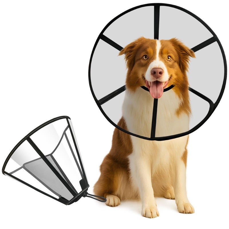 Lainergie Adjustable Dog Cone Collar, Elizabethan Collar (L) - Image 1