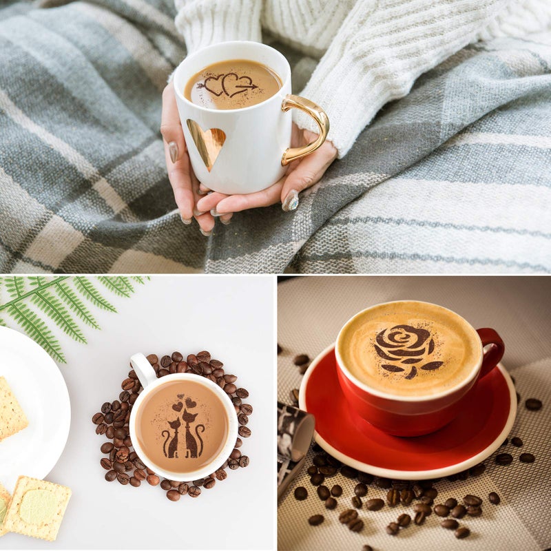 Konsait 20Pack Valentine's Day Cake Stencil Templates Decoration, Reusable Valentine's Day Cake Cookies Baking Painting Mold Tools, Dessert, Coffee Decorating Molds Cappuccino Mousse Hot Chocolate - Image 5