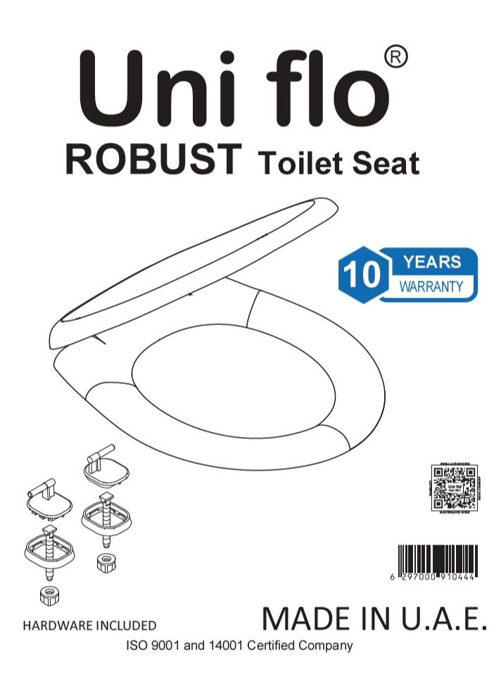 Uni flo Uni flo Toilet Seat Cover Wc White Lid - Robust Design - Made in UAE  - Image 3