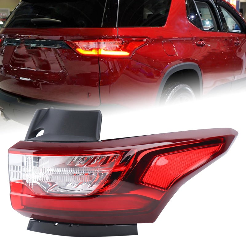 KAMDKI Right Passenger Side LED Tail Light Compatible for 2018 2019 2020 2021 Chevy Traverse Chevrolet Outer Rear Lamp Assembly With Bulbs 84618032 GM2805130 RH