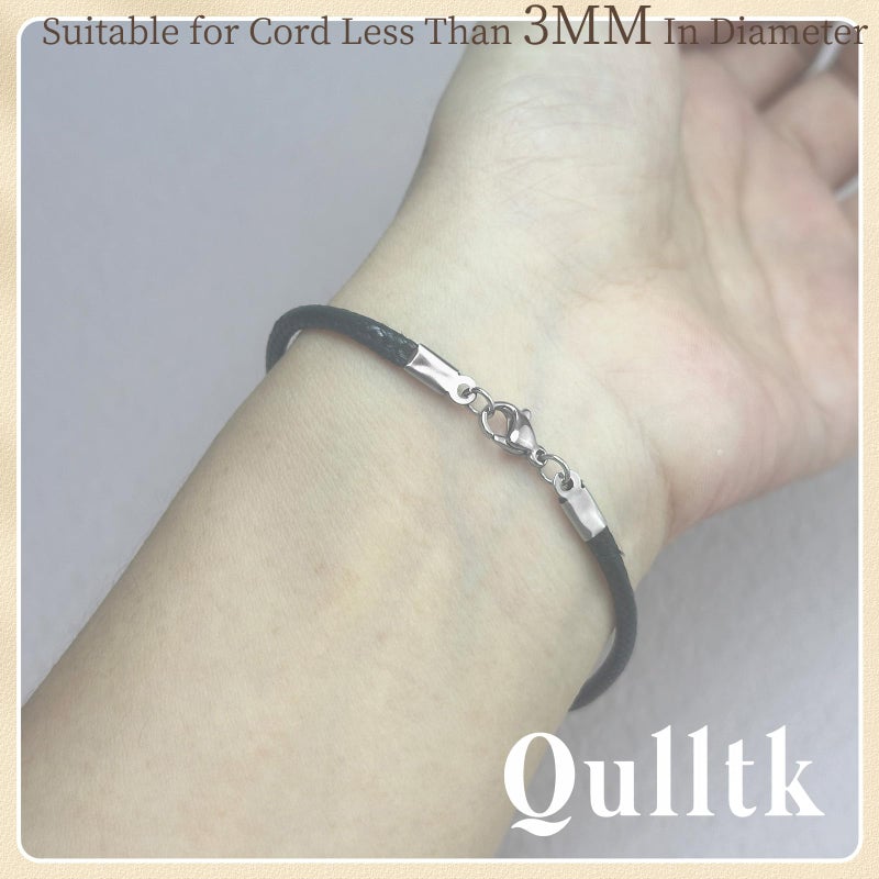 Qulltk 20Sets Cord End Caps With Lobster Clasp Connector 316 Stainless Steel Cord Ends For Jewelry Making Leather Necklace Cord With Clasp 3Mm Id End Caps For Diy Bracelets Necklaces - Image 2