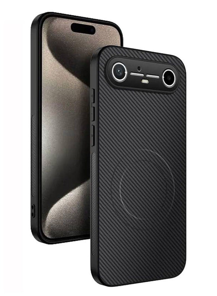 كومبي جراب مغناطيسي لهاتف TECNO Pova Slim 5G، جراب جلدي من ألياف الكربون مع مغناطيس مدمج، غطاء خلفي واقٍ مضاد للصدمات ومضاد للسقوط