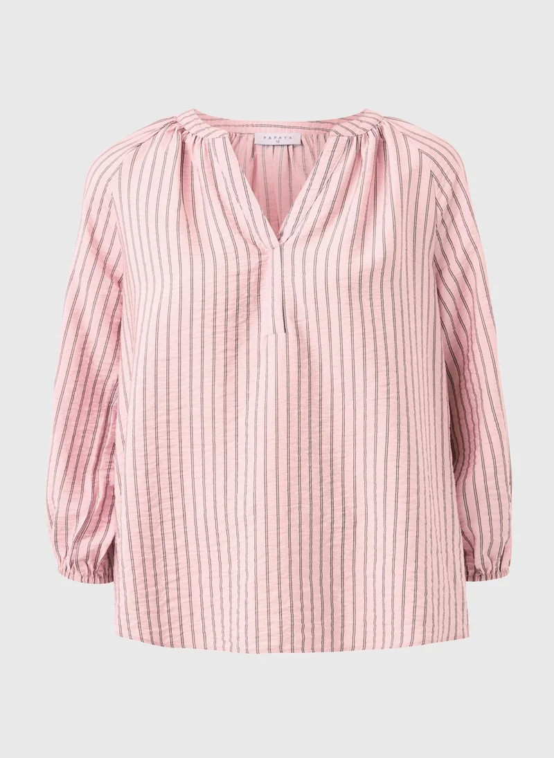 Matalan Pink Pink Stripe 3/4 Sleeve Popover Blouse for Women | Best Price UAE