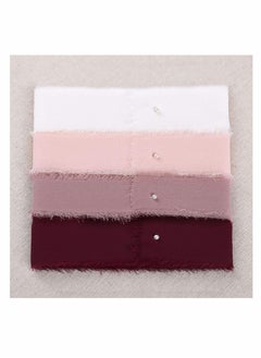KASTWAVE Handmade Fringe Chiffon Silk Ribbon Ribbons Set for Wedding Invitations, Bridal Bouquets, Gifts Wrapping, DIY Crafts 4 Rolls (Burgundy/Dusty Rose/Mauve/Pink)  - Image 4