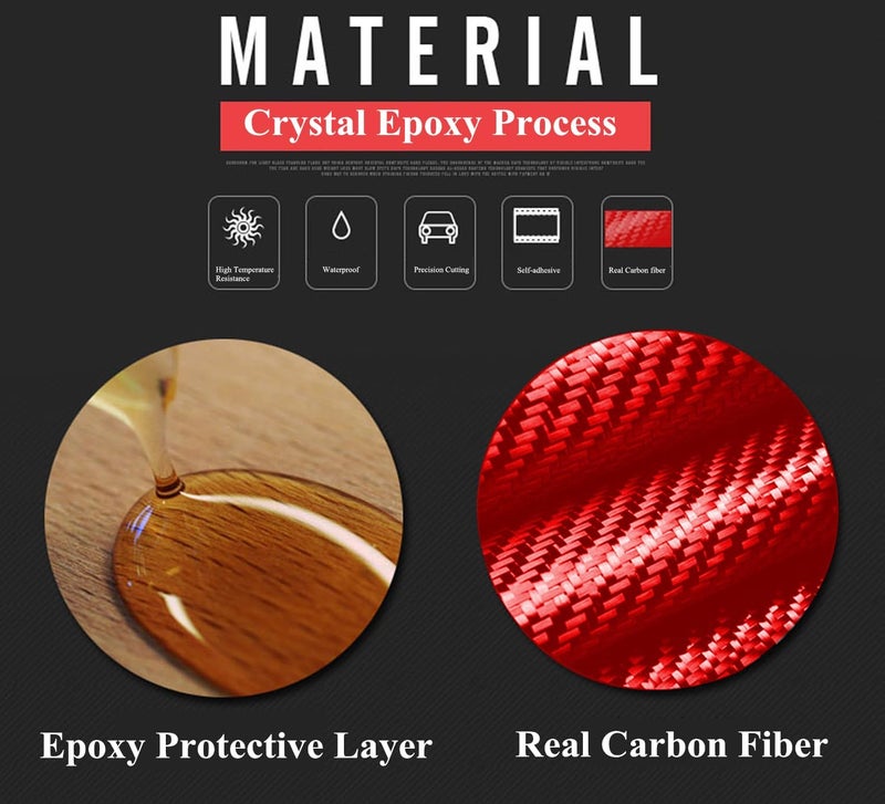 YOCTM Red Real Carbon Fiber Cup Holder Gear Shift Cover Trim for Grand Cherokee 2014 2015 Interior Accessories Decorative Cover Center Console Trim (Red 2014-2015) - Image 2