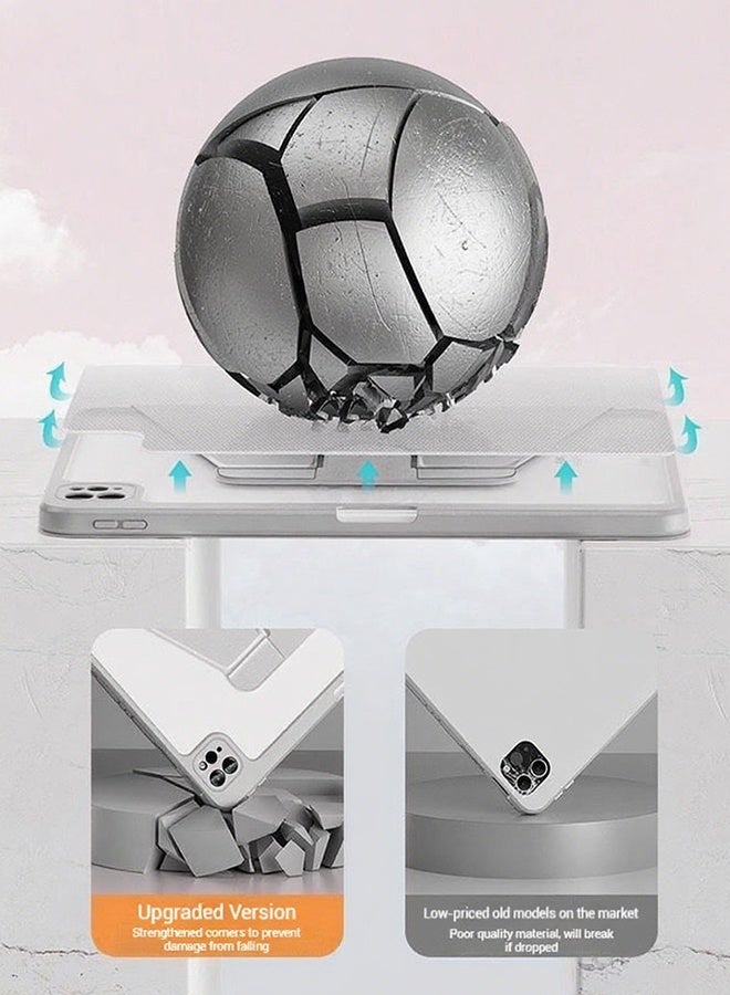 iPad Air 11 Inch (M2) Case & iPad Pro 11 Inch Cover (1st/2nd/3rd/4th Generation) 360° Rotating Protective Case With Pen Slot/Auto Sleep/Wake Slim Stand/Transparent Tpu Protective Case/AED 29 Gift Set Anti-Glare Protective Film/Felt Tablet Pouch/Compatible With 10.9” iPad Air 4th/5th Gen- Grey - Image 4