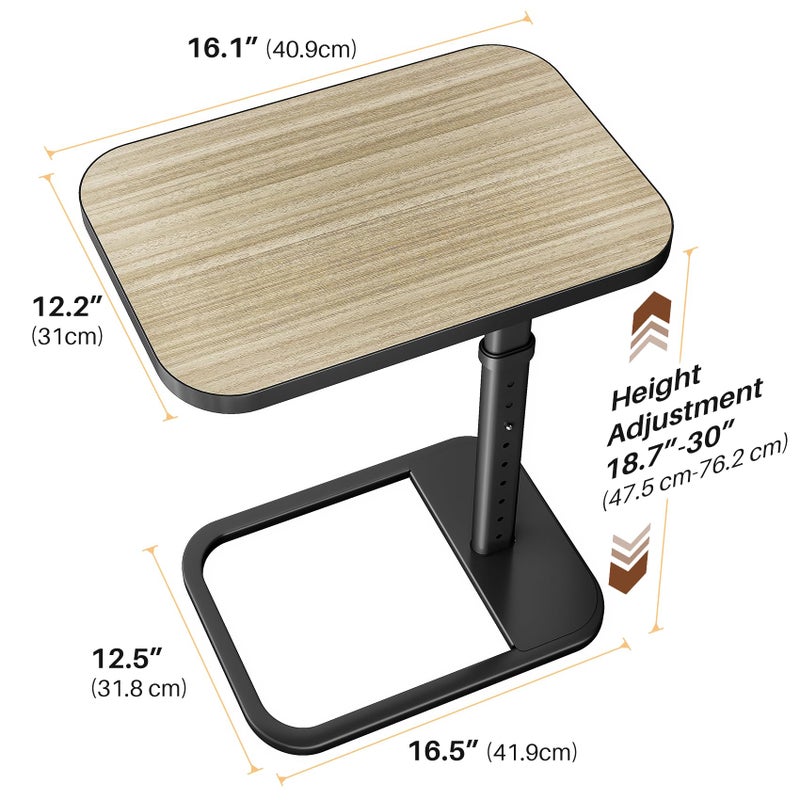 Branwick Adjustable Height TV Tray Table with Bumper Rounded Corner Design & Flip-top Side Table for Bedroom, Living Room, Bathroom and Study, End Table for Eating, Dinner or Laptop, Gray - Image 4