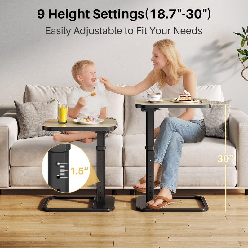 Branwick Adjustable Height TV Tray Table with Bumper Rounded Corner Design & Flip-top Side Table for Bedroom, Living Room, Bathroom and Study, End Table for Eating, Dinner or Laptop, Gray - Image 2