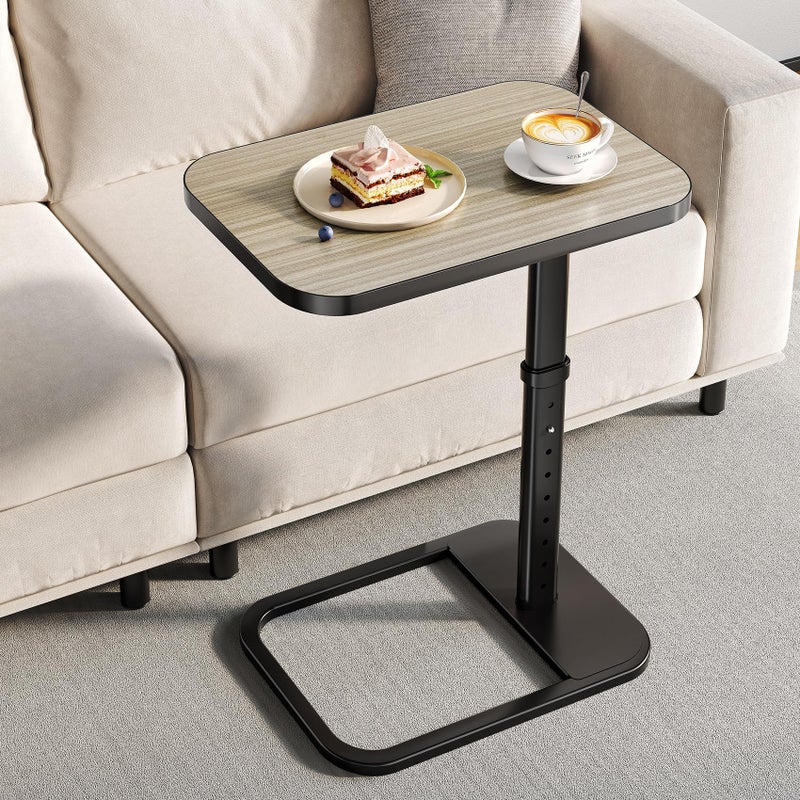 Branwick Adjustable Height TV Tray Table with Bumper Rounded Corner Design & Flip-top Side Table for Bedroom, Living Room, Bathroom and Study, End Table for Eating, Dinner or Laptop, Gray - Image 1