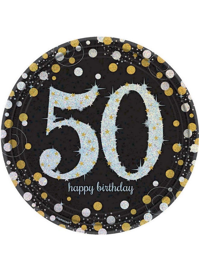 Amscan Sparkling Celebration 50 Round Prismatic Plates 9" Pack Of 8 - Image 2