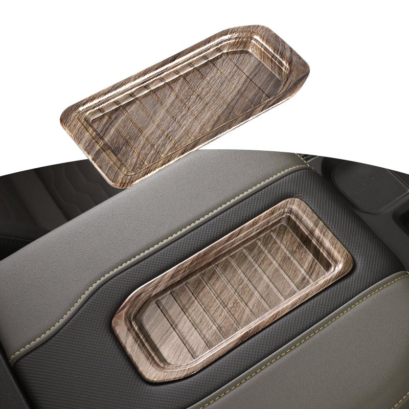 RT-TCZ RTTCZ for Silverado Armrest Box Tray Trim Cover Wood Grain Interior Accessories Compatible with Chevy Tahoe 2021 Up Suburban 2020 Up Silverado 2019 Up for GMC Yukon 2021 Up Sierra 2019 Up - Image 2