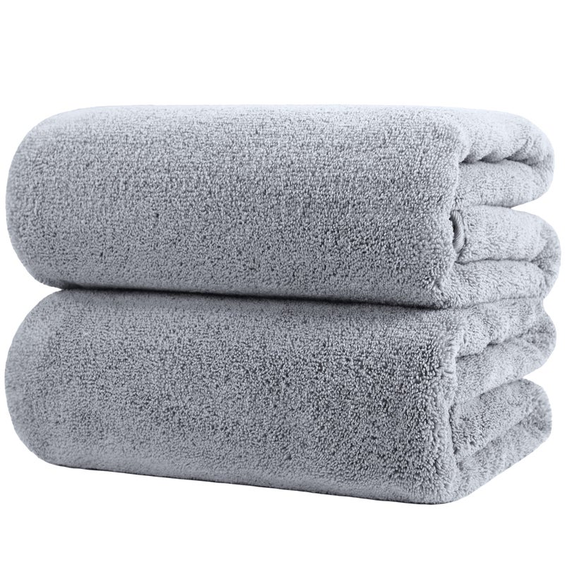 POLYTE Quick Dry Lint Free Microfiber Bath Sheet 35 x 70 in Pack of 2 Gray