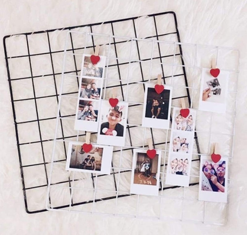 CreativeBuzz Steel Grid Square Photo Frame for Wall - DIY Mesh Wire Frame of Metal Hanging Aesthetic Moments Wall Décor for Home Living Room 16x16 Inch (Black) - Image 4