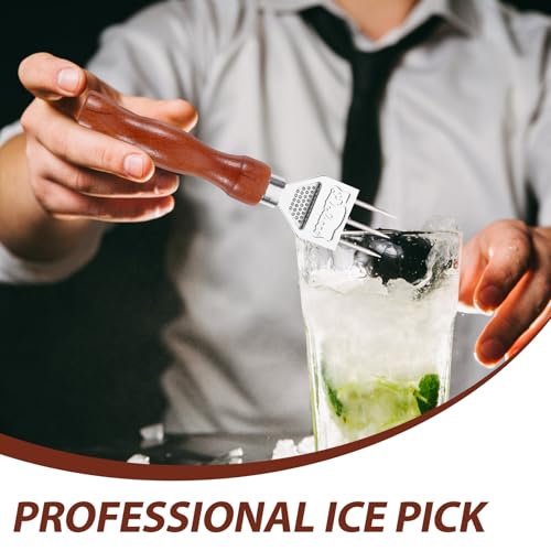 Cabilock Ice Picks for Breaking Ice,Stainless Steel Ice Breaker with Wooden Handle,Ice Fishing Safety Picks,Easy Grip, Chipper Tool for Kitchen,Bars,Bartender,in Freezer（6.96in） - Image 3