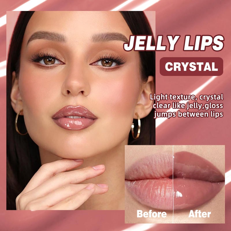 DENESTUP 3 Colors Hydrating Lip Gloss Lip Jam, High Shine Glass Finish Glossy Plumping Nude Colors Lipgloss, Lip Jelly Liquid Lipstick for Women - Image 2