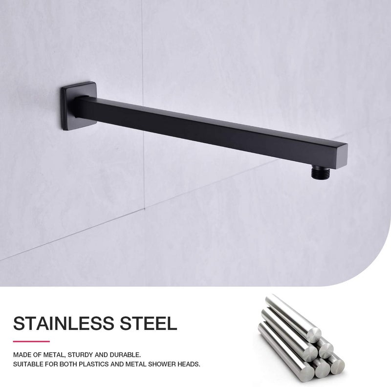TOSCH Stainless Steel 304 Rectangle Premium Shower Arm for Overhead Showers with FLANGE (21 Inches, Black Matte Finish) (Only Shower Arm) - Image 2