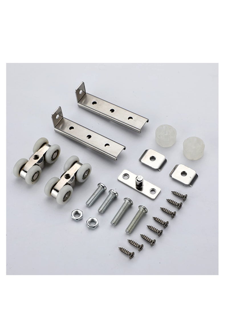 Excefore - Metal Sliding Track Closet, 2 Pcs Pocket Door Roller Wheel Set, Cabinet Sliding Door Pulley 4-Wheel - Image 1