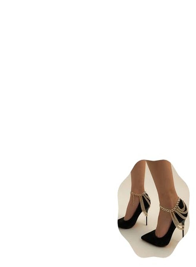 CHIROGRAPHY 1 Pair Luxury Punk Gold Tassel Ankle Chains for Women Layered High Heel Anklet Shoes Chain Bracelet for Women Gift Party - Image 1