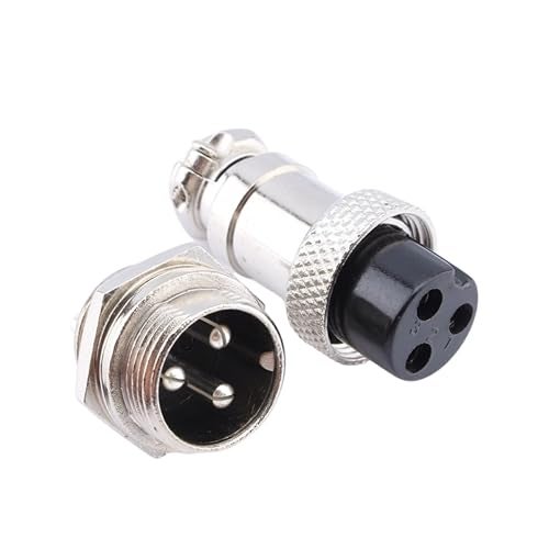 Walfront 1 Set GX16 3Pins Aviation Plug Socket 3 Pin Screw Type Male Female Metal Aviation Wire Connector Panel Connector 400V 5A - Image 1