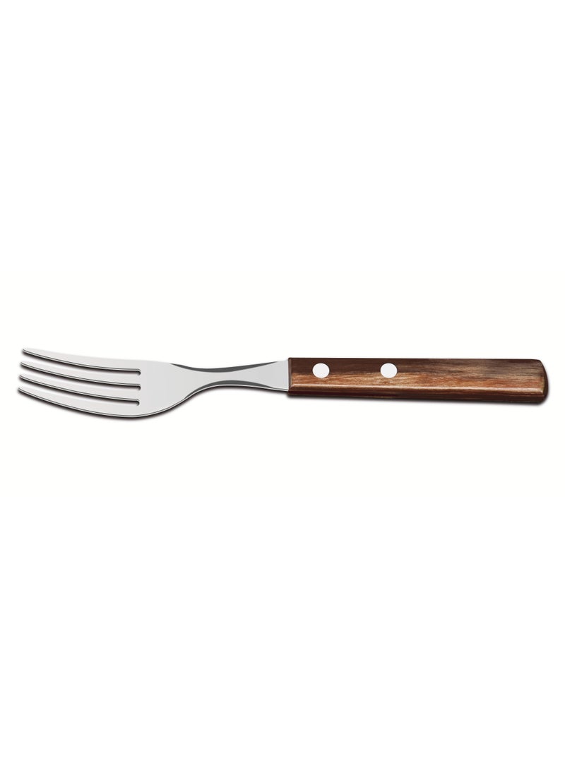 TRAMONTINA Since 1911,Made in Brazil- Stainless Steel Table Fork with Treated Brown Polywood Handle - Image 1