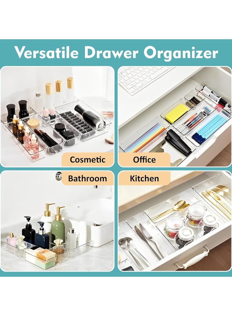 Generic Set of 8 clear plastic drawer organizers, multi-size, organize drawers in bathroom, makeup, jewelry, kitchen and office.  - Image 3