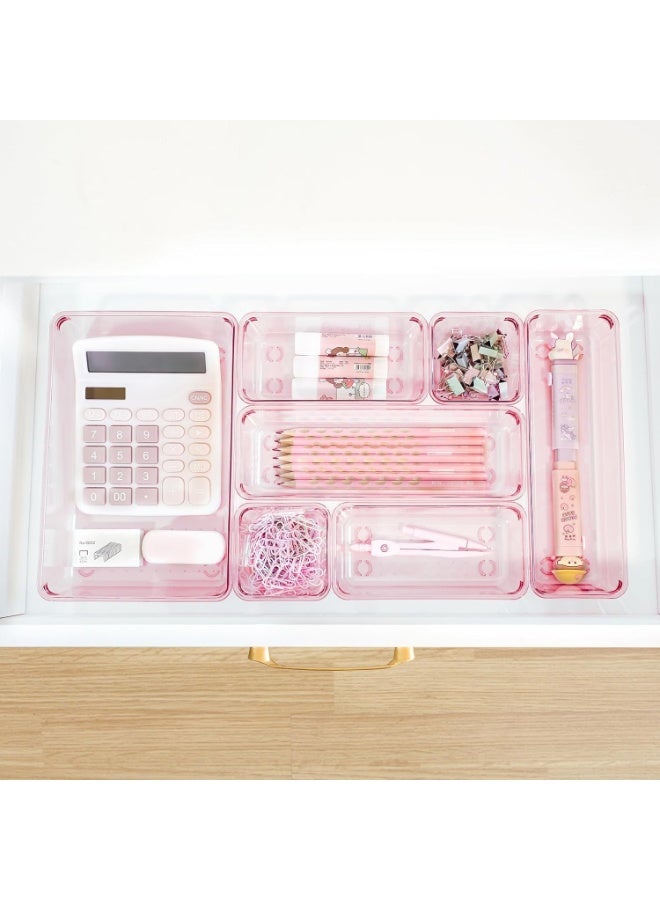Set of 9 clear plastic drawer organizers, multi-size, organize drawers in bathroom, makeup, jewelry, kitchen and office. - Image 2