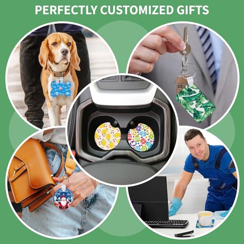 AMDAILY 114Pcs Sublimation Blanks Products, Sublimation Blanks Set Including DIY Blank Makeup Bag, Keychain, Earring, Pillow Cover, Mouse Pad, Coaster, Garden Flag for Sublimation Transfer Halloween Craft - Image 4