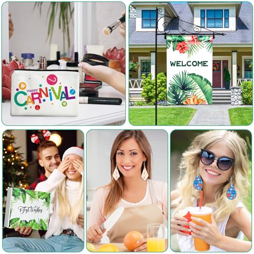 AMDAILY 114Pcs Sublimation Blanks Products, Sublimation Blanks Set Including DIY Blank Makeup Bag, Keychain, Earring, Pillow Cover, Mouse Pad, Coaster, Garden Flag for Sublimation Transfer Halloween Craft - Image 3