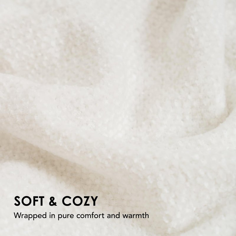 EVERGRACE Soft Chenille Throw Blanket for Couch  Cozy Plush Fuzzy Decorative Chenille Knit Throw Blanket with Tassels  Lightweight Blanket and Throws for Bed Sofa Gift Home Decor  Ivory White 50""x60"" - Image 3