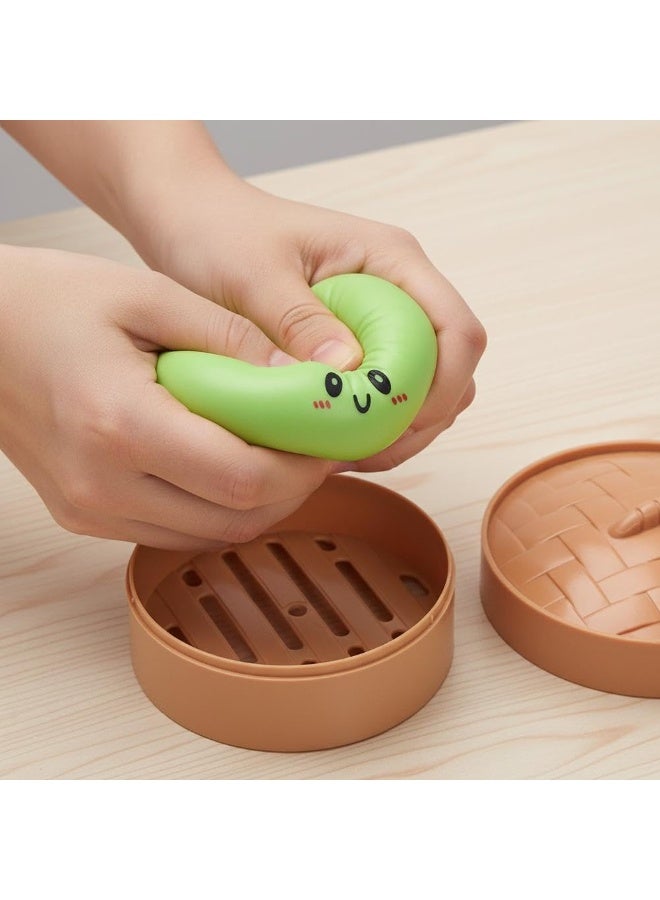 Mystery Squishy Dumpling Box Stress Relief Toy, Handmade Soft PU Foam Dumpling Squishies, Sensory Squeeze Fidget Ball, Anxiety Relief Decompression Toy for Kids & Adults, 1 Piece Assorted Design - Image 1
