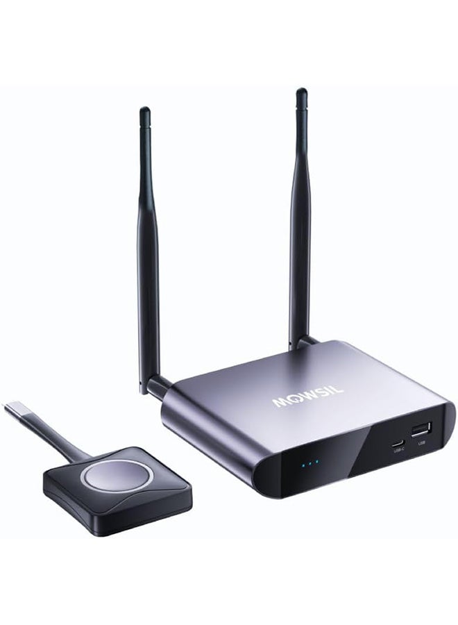 MOWSIL Mowsil 4K HDMI Wireless Extender Over 5G, 30M Wireless Range, Compatible with WIDI, Miracast, DLNA, Airplay, No Driver Required,Transmitter,Aluminium Alloy Body, Dual Antenna - Grey  - Image 1