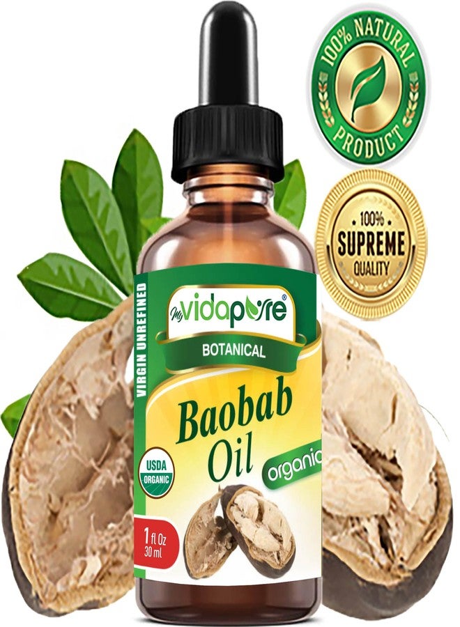 myVidaPure زيت باوباب العضوي MYVIDAPURE معتمد عضوي 100% طبيعي نقي بكر غير مكرر. 1 أونصة سائلة - 30 مل. للعناية بالبشرة، الوجه، الشعر، الشفاه والأظافر - Image 4