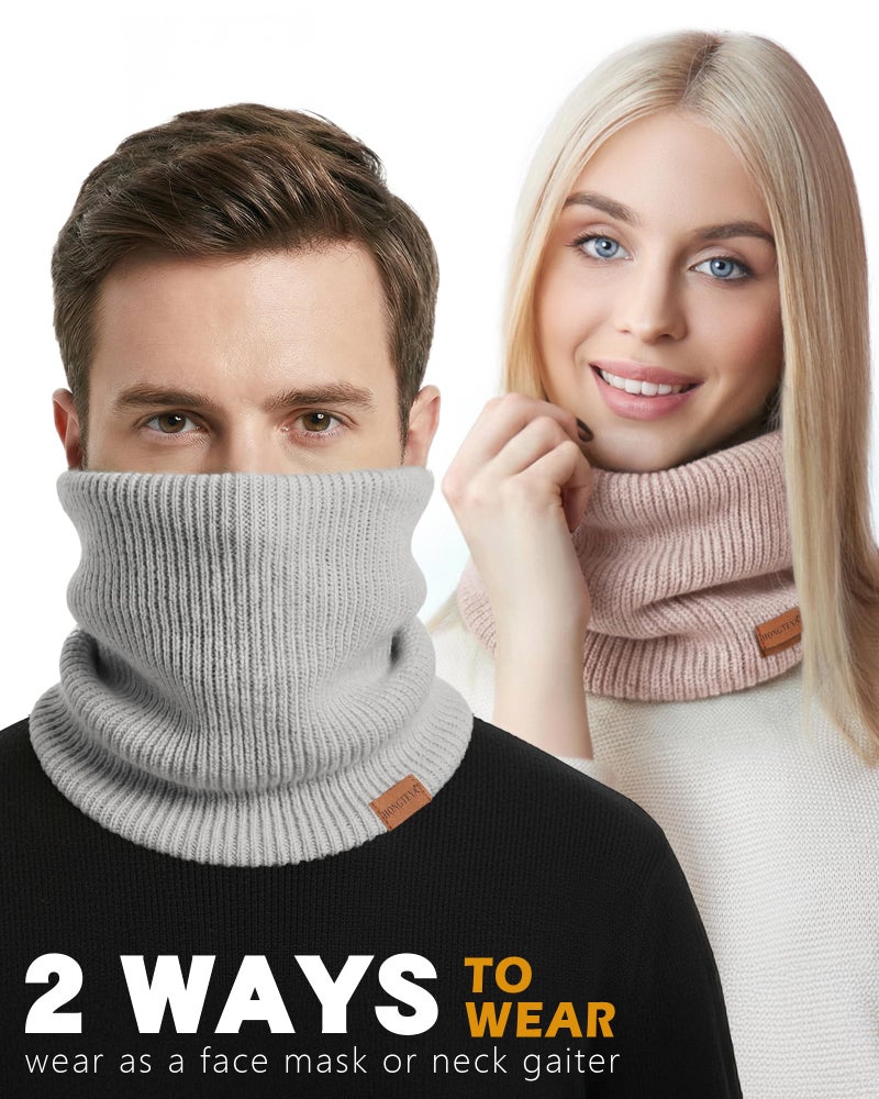 HONGTEYA Neck Gaiters for Men, Winter Neck Warmer Face for Men & Women,Thick Windproof Warm Lined Ski Mask - Image 2