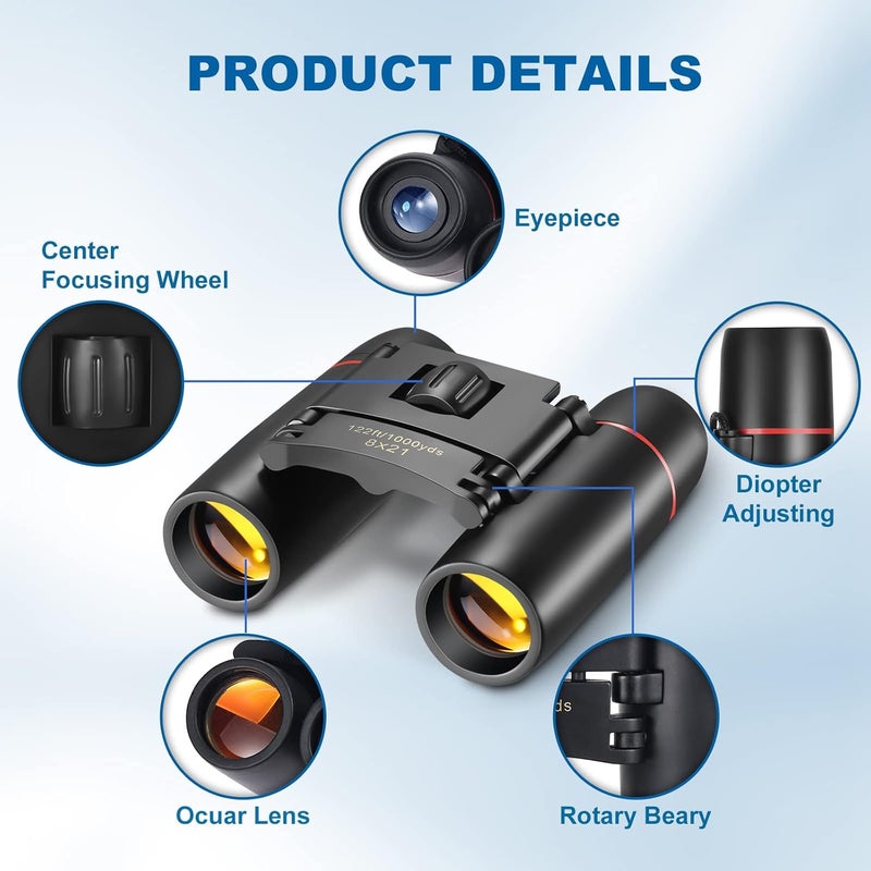 AHFLRITO Compact Binoculars, Lightweight Foldable Small Binoculars for Adults, Portable Waterproof Mini Binocular for Kids Bird Watching, Traveling, Theater, Opera, Concert, Hiking, Sightseeing - Image 2