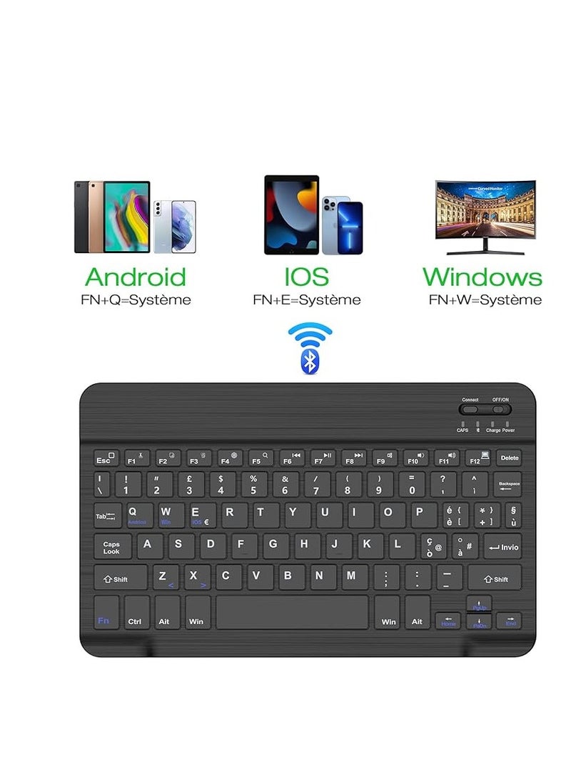 Bluetooth Keyboard without FI (Azerty) Lightweight Slim for iOS iPad, iPad Pro, iPad Air, Mac, Android Tablet Samsung Galaxy, Xiaomi Pad 5, Huawei, Lenovo, Black - Image 3