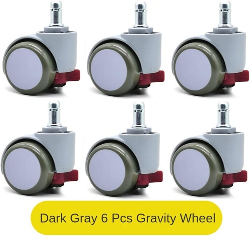 LANGshaw 6 Pcs/Lot Wheels Gravity Self-Locking M11 Caster Automatic Brake Children's Student Chair Universal Computer Accessories Leisurely (Color : Gray White, Size : 2 inch) - Image 2