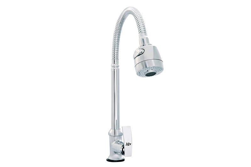 10X صنبور عنق البجعة SN-9015 مع تدفق مزدوج مطلي بالكروم حجم: 15 مم خرطوشة ربع دورة - Image 1