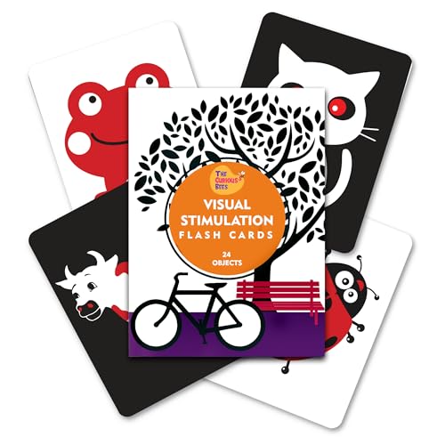 The Curious Bees - Visual Stimulation New Born Anti-Glare Cards | 24 Objects for Visual Colour Stimulation, Cognitive & Sensory Development of 6-12 Month Old Kids - Image 1