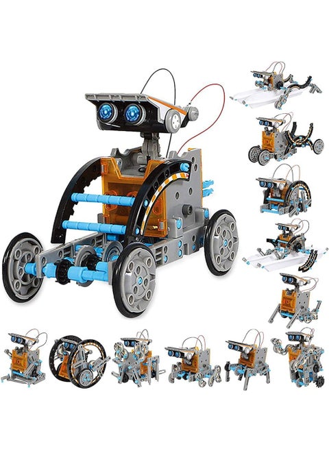 13 in 1 Education Solar Robot Toys, 190 Pieces DIY Building Science Experiment Kit for Kids, Aged 8 to10 and Older, Solar Powered by The Sun