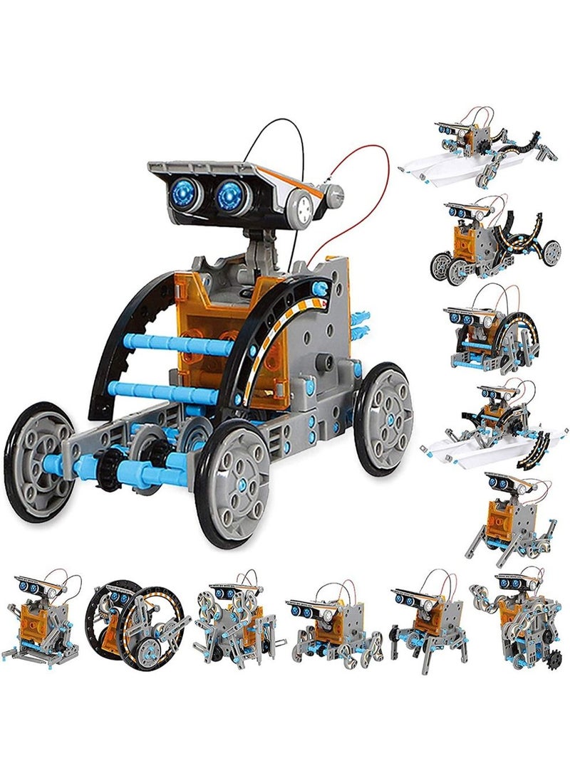 13 in 1 Education Solar Robot Toys, 190 Pieces DIY Building Science Experiment Kit for Kids, Aged 8 to10 and Older, Solar Powered by The Sun