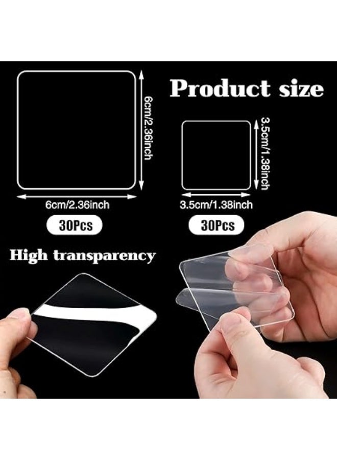 erorex Strong Double Sided Adhesive, 60 Pcs Magic Adhesive Tape, Double Sided Installation, Transparent Acrylic, Suitable for Carpet Fixing, Home Office Wall Decoration, DIY Crafts, Auto Glass Decoration - Image 5