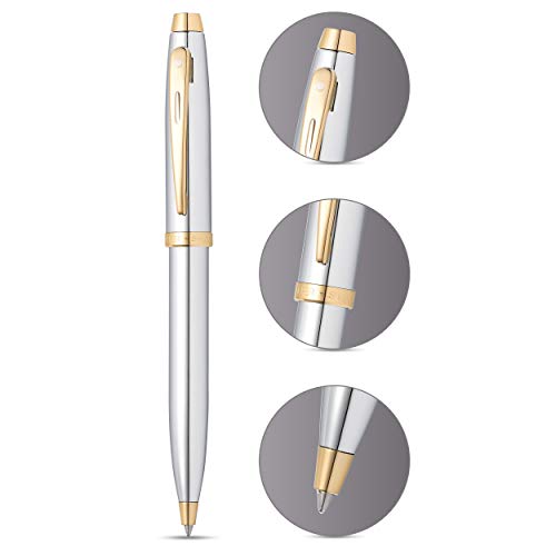 SHEAFFER قلم حبر جاف شيفر 100 كروم مع تزيين بلون الذهب - Image 2