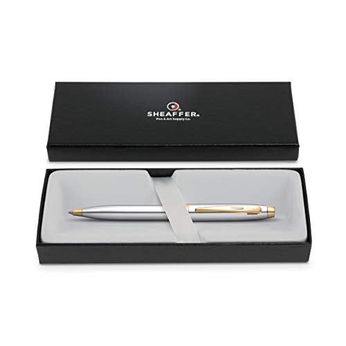 SHEAFFER قلم حبر جاف شيفر 100 كروم مع تزيين بلون الذهب - Image 3