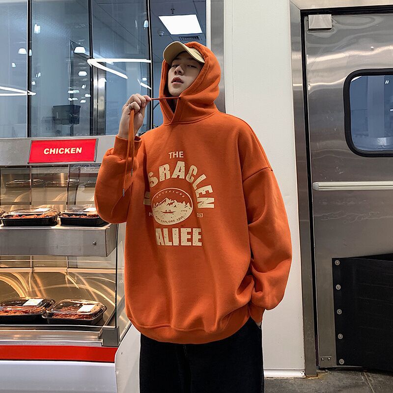 Hooded Sweatshirt Boys Autumn Casual Coat Lazy Short-sleeved Loose All-match Top Trendy fleece-lined Inscec Blue  - Image 4