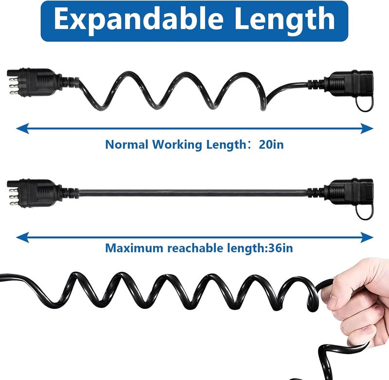 BFXM 4 Pin Trailer Connector Extension, Flat Trailer Plug Trailer Wire Extension Harness, 18 Guage Male and Female Wiring Harness Adapter, Retractable Extension Cable with Dust Cover 36" 3feet - Image 2