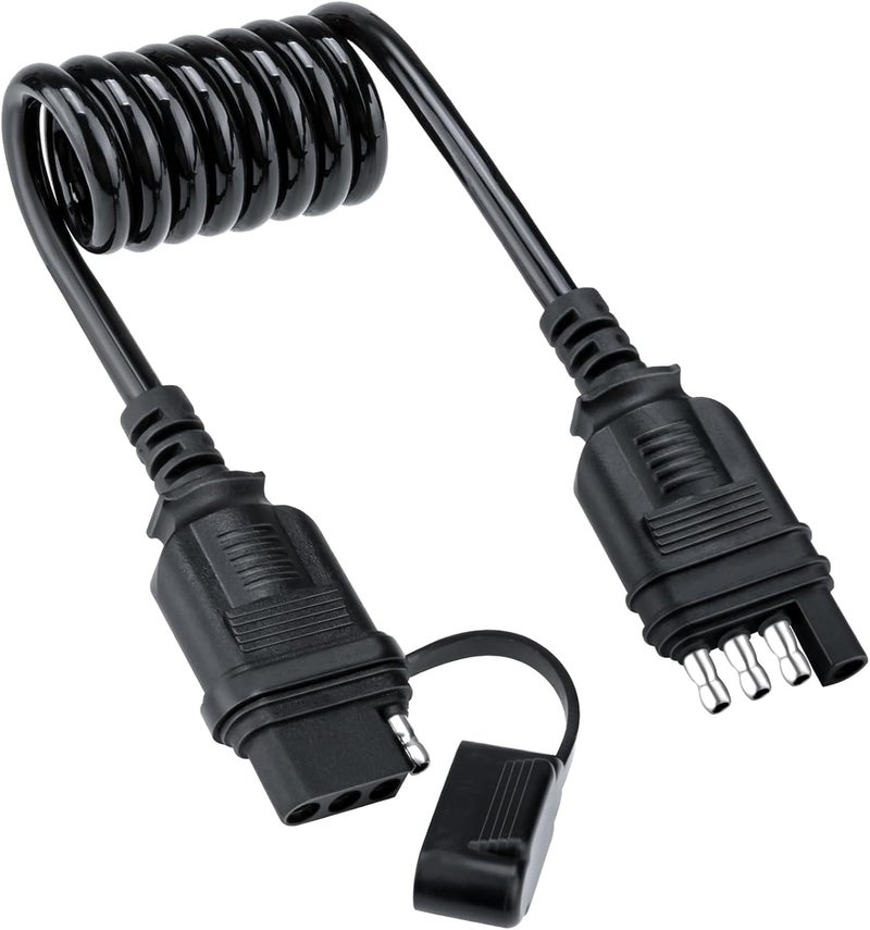 BFXM 4 Pin Trailer Connector Extension, Flat Trailer Plug Trailer Wire Extension Harness, 18 Guage Male and Female Wiring Harness Adapter, Retractable Extension Cable with Dust Cover 36" 3feet - Image 1