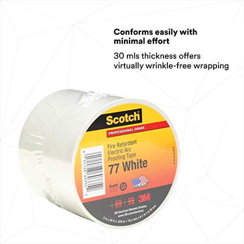 3M Scotch Fire-Retardant Electric Arc Proofing Tape 77W, 3 in x 20 ft, White/Gray - Image 4