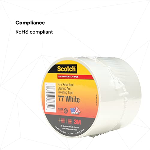 3M Scotch Fire-Retardant Electric Arc Proofing Tape 77W, 3 in x 20 ft, White/Gray - Image 5