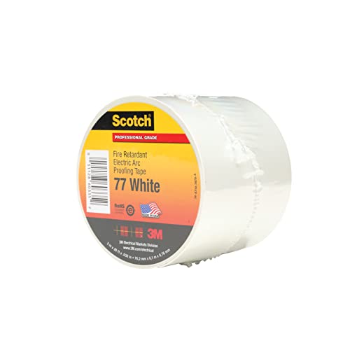3M Scotch Fire-Retardant Electric Arc Proofing Tape 77W, 3 in x 20 ft, White/Gray - Image 1
